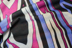 Pink Black Lilac Knitwear Fabric Abstract Swirl Print
