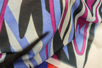 Pink Black Lilac Knitwear Fabric Abstract Swirl Print
