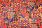 Red Rug Print Knitwear Fabric with Stretch