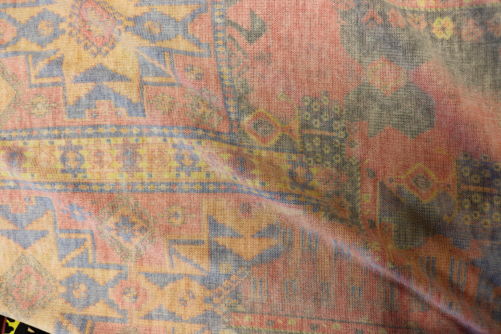 Red Rug Print Knitwear Fabric with Stretch