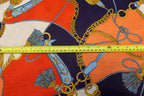 Chain Scarf Print Knitwear Fabric Orange Navy Red Tassel Design