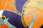 Chain Scarf Print Knitwear Fabric Orange Navy Red Tassel Design