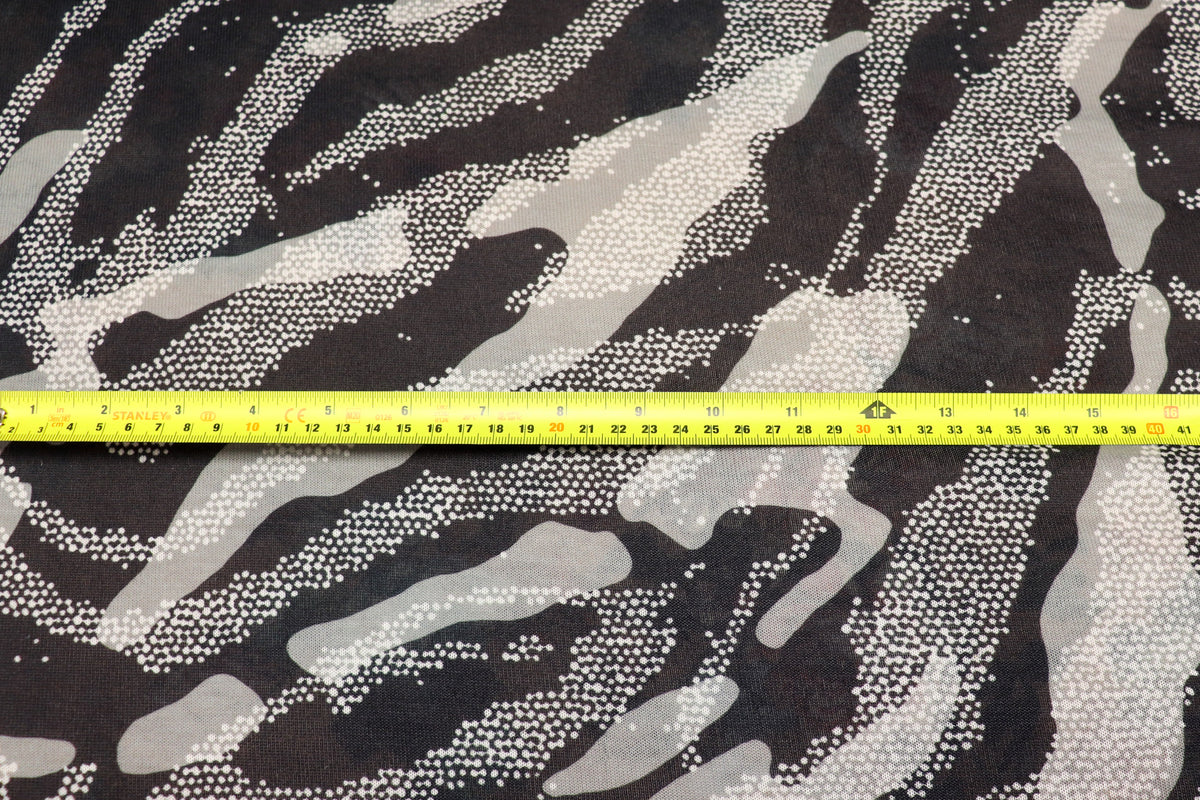 Black Grey Camo Knitwear Fabric Stretch Camouflage Print
