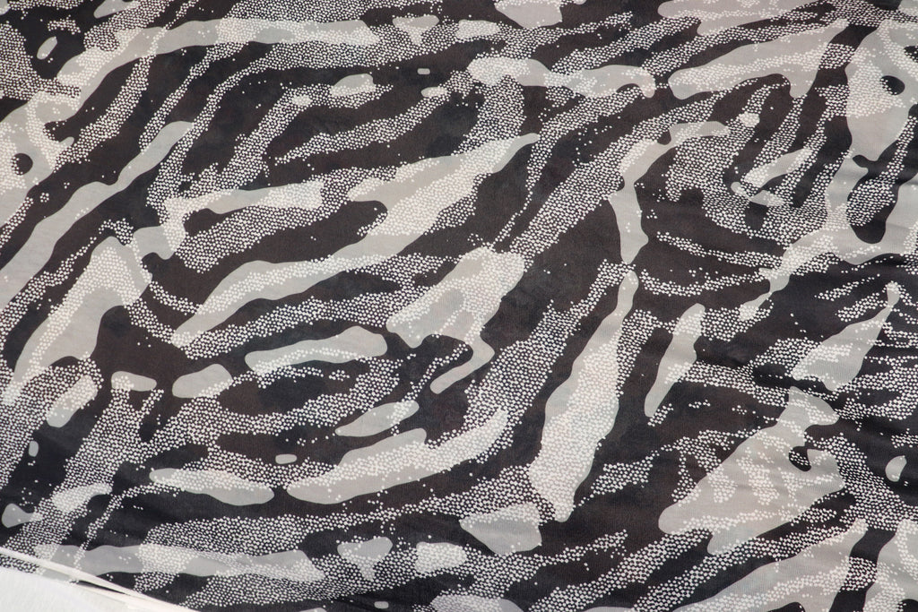Black Grey Camo Knitwear Fabric Stretch Camouflage Print