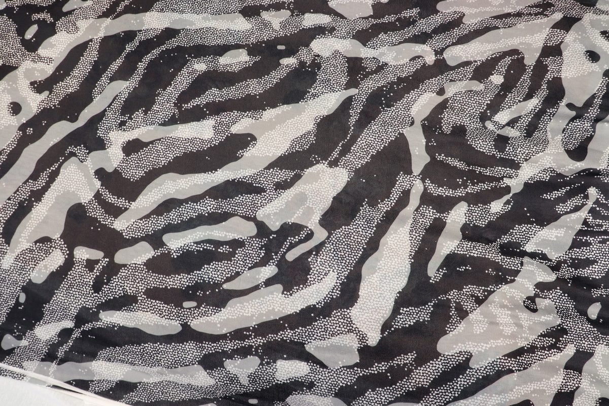 Black Grey Camo Knitwear Fabric Stretch Camouflage Print