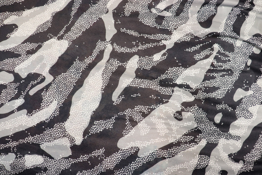Black Grey Camo Knitwear Fabric Stretch Camouflage Print
