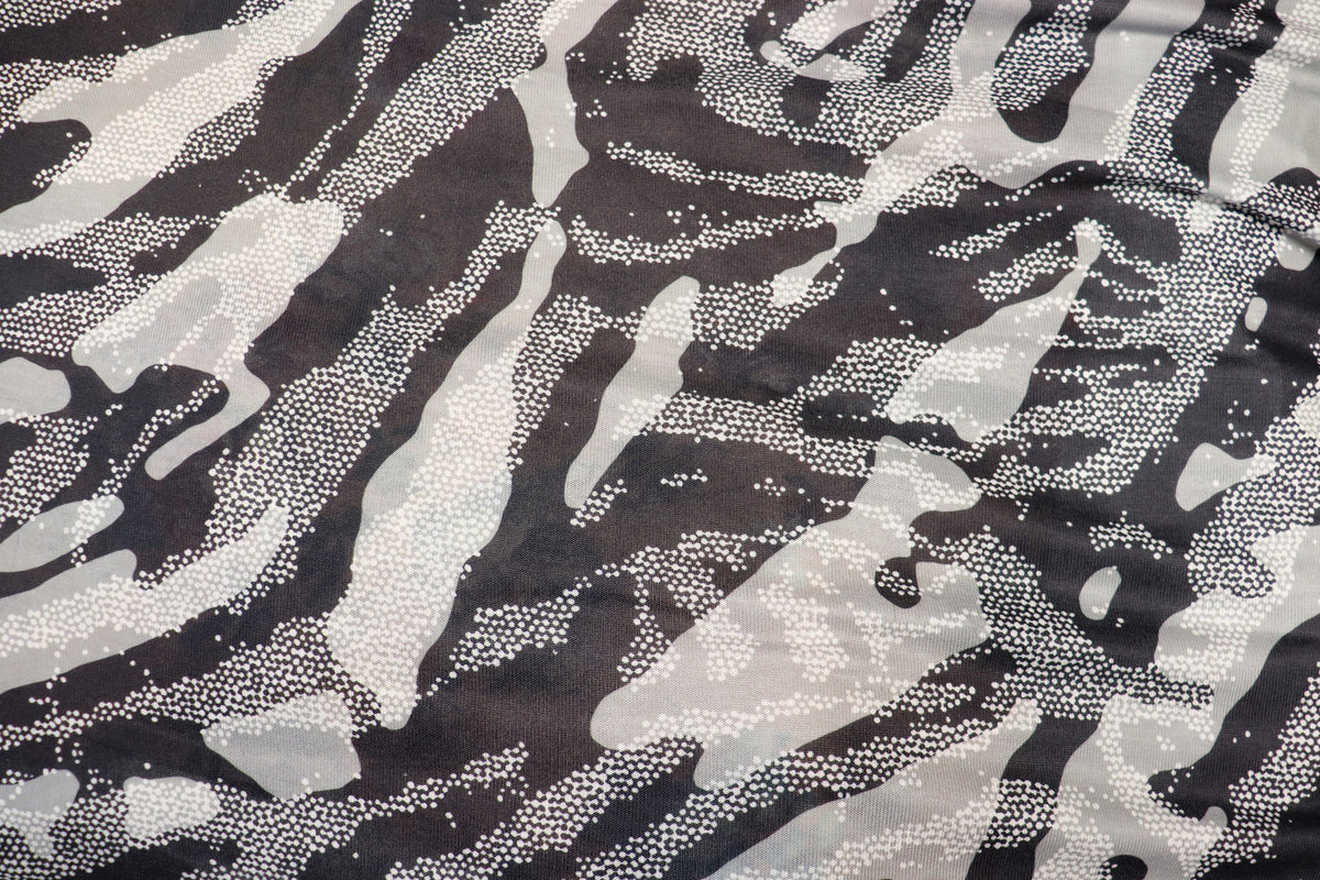 Black Grey Camo Knitwear Fabric Stretch Camouflage Print