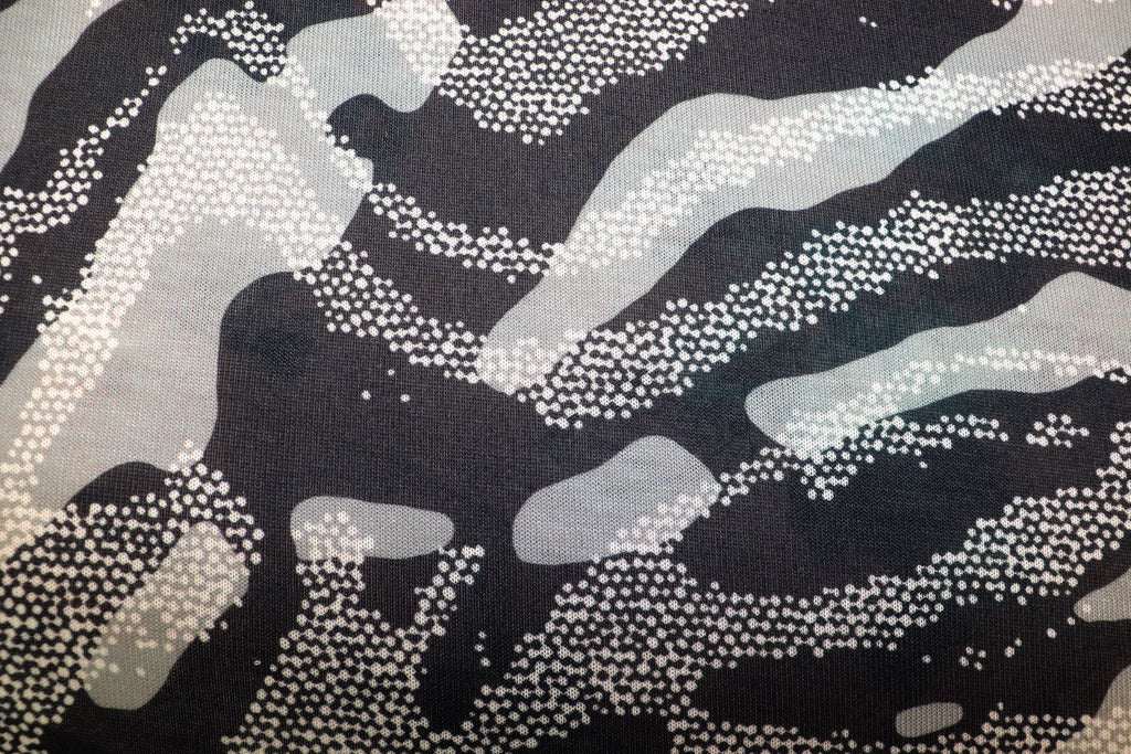 Black Grey Camo Knitwear Fabric Stretch Camouflage Print