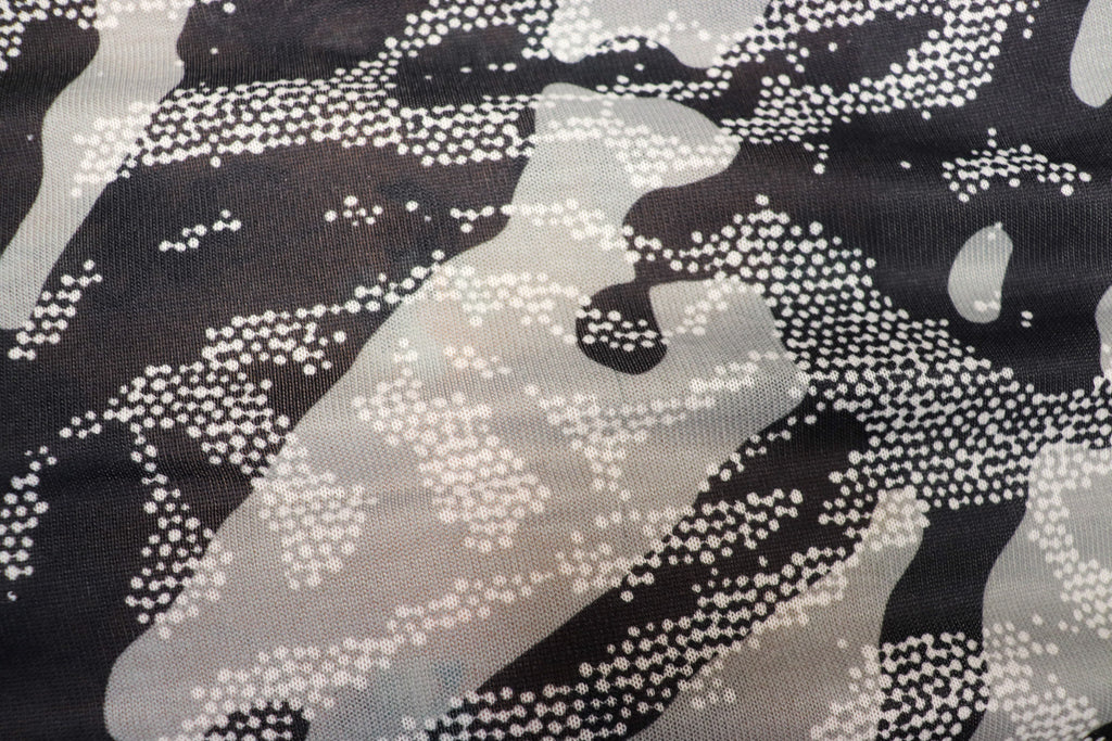 Black Grey Camo Knitwear Fabric Stretch Camouflage Print