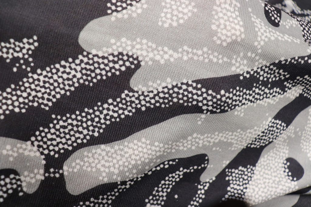 Black Grey Camo Knitwear Fabric Stretch Camouflage Print