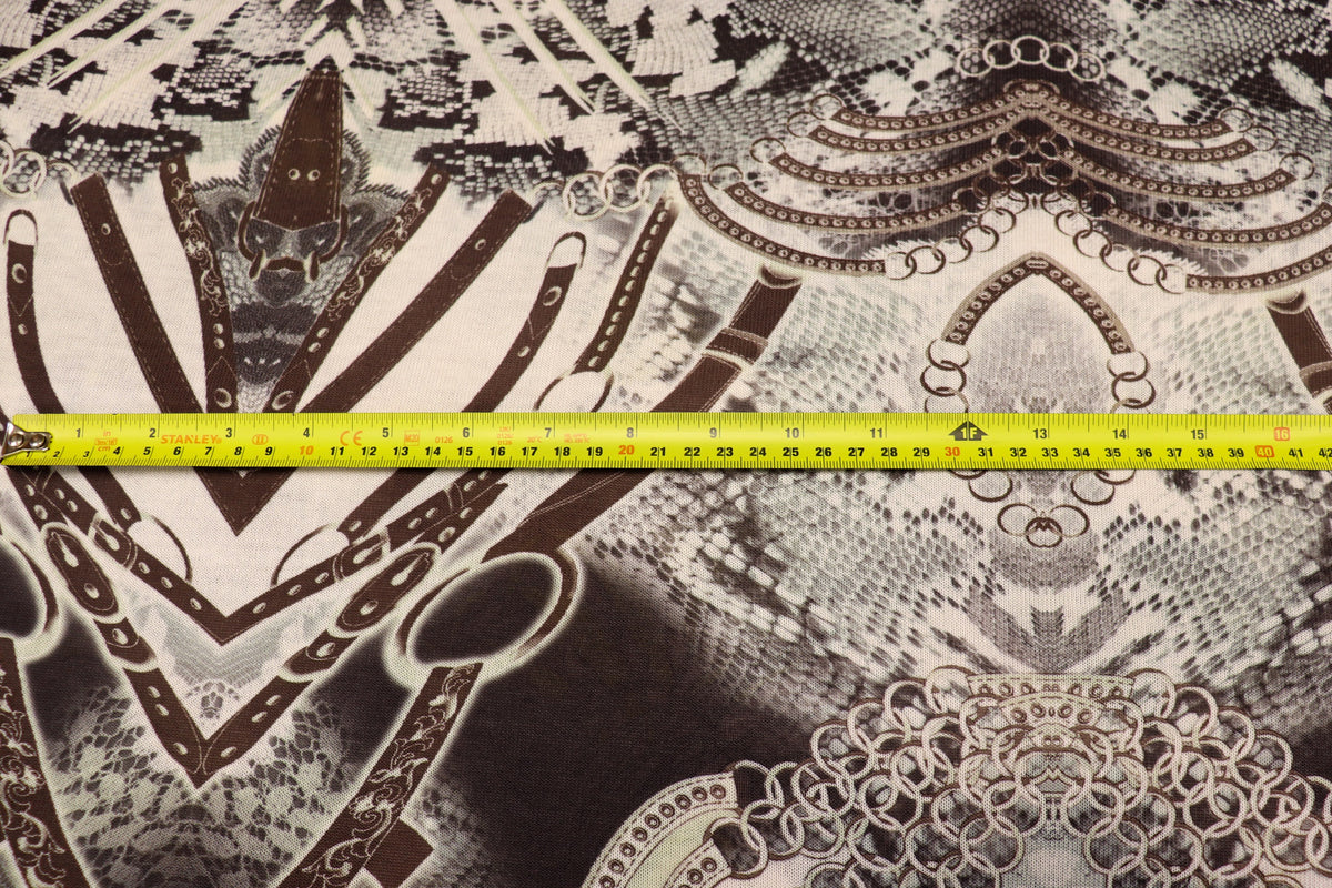 Chain Snake Print Knitwear Fabric Black White Mint Green