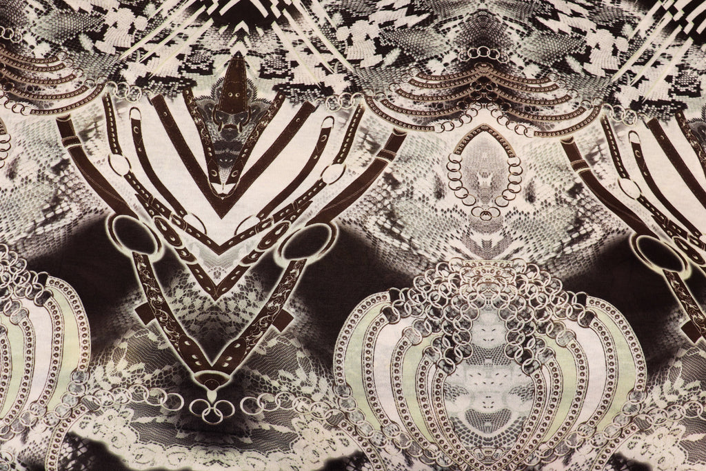 Chain Snake Print Knitwear Fabric Black White Mint Green