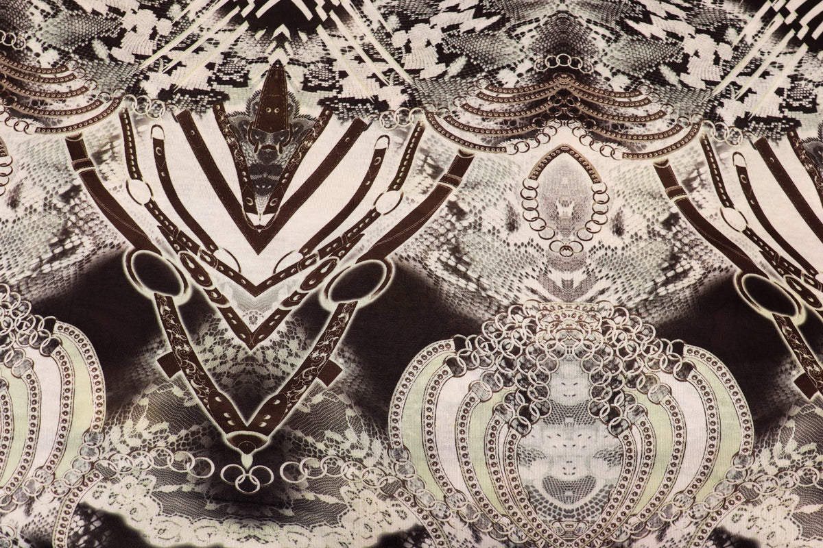 Chain Snake Print Knitwear Fabric Black White Mint Green