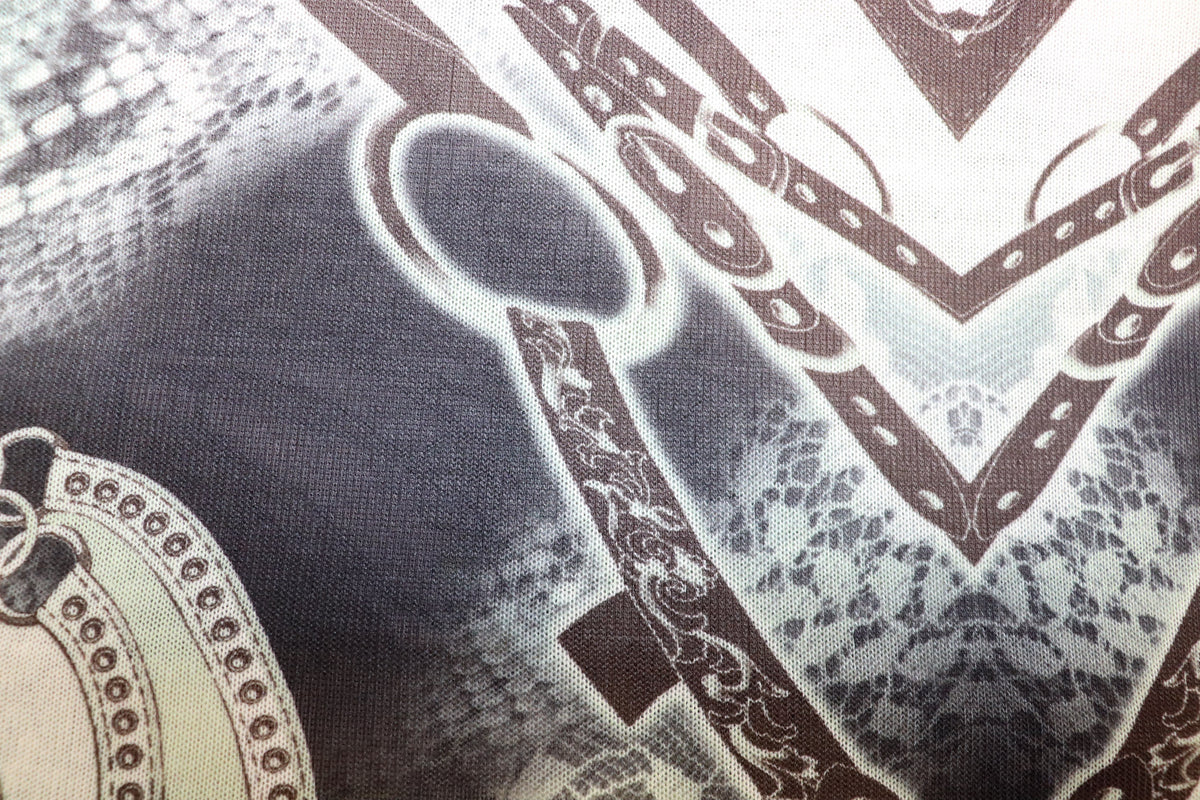 Chain Snake Print Knitwear Fabric Black White Mint Green