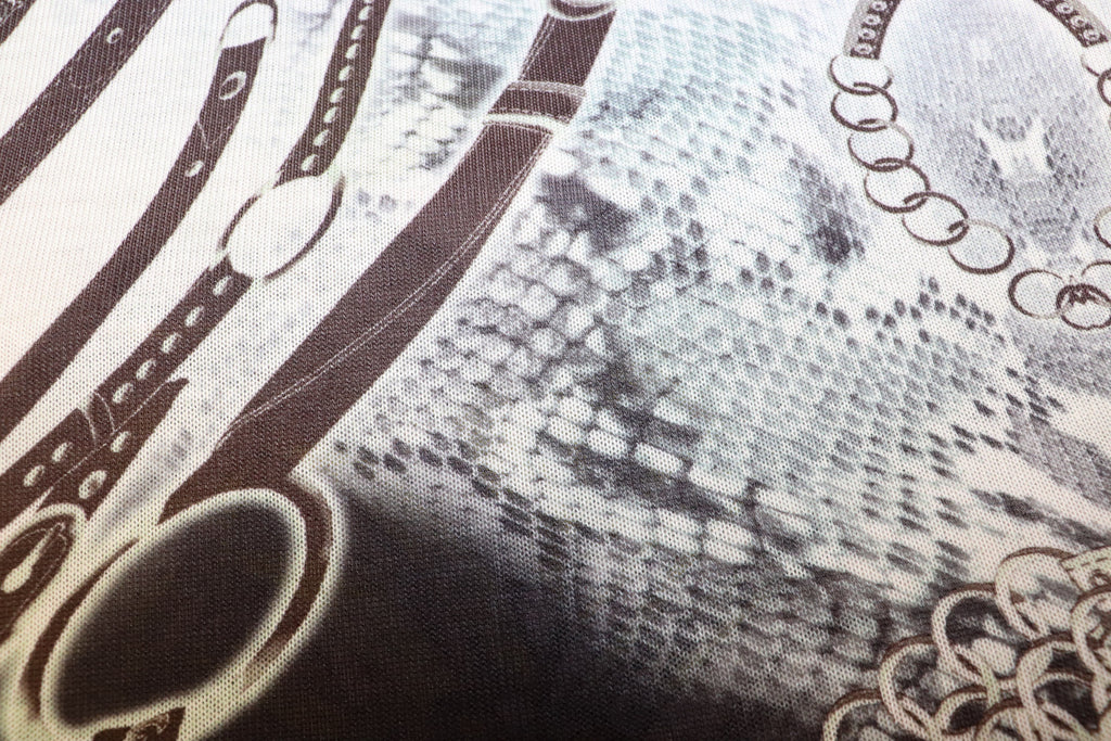 Chain Snake Print Knitwear Fabric Black White Mint Green