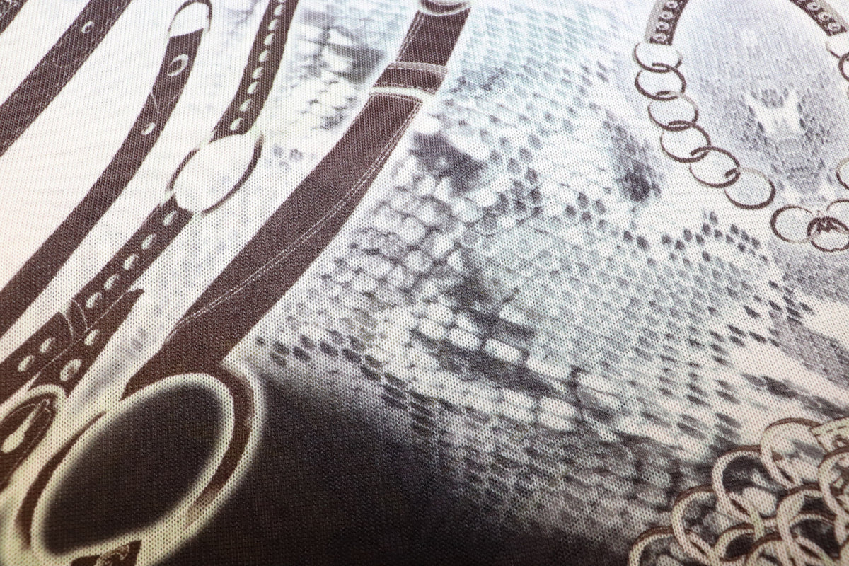 Chain Snake Print Knitwear Fabric Black White Mint Green