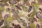 Green Palm Leaf Knitwear Fabric Tropical Outline Print