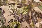Green Palm Leaf Knitwear Fabric Tropical Outline Print