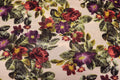 Vintage Botanical Floral Fabric Red Purple Petals
