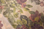 Vintage Botanical Floral Fabric Red Purple Petals