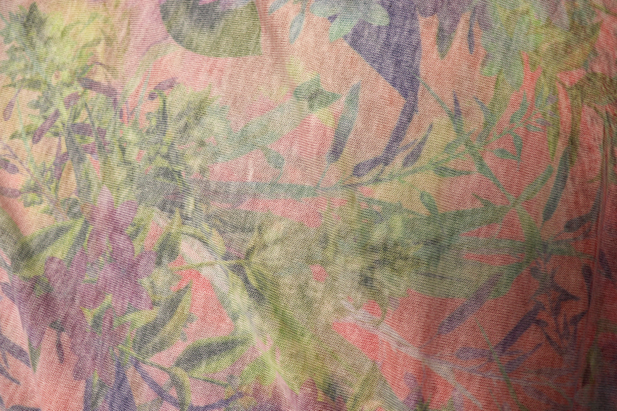 Pink Coral Floral Knitwear Fabric Bold Green Tropical Print