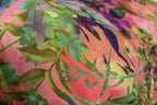 Pink Coral Floral Knitwear Fabric Bold Green Tropical Print