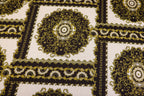 Black White Scarf Print Fabric Gold Brocade Floral Tiles