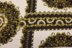 Black White Scarf Print Fabric Gold Brocade Floral Tiles