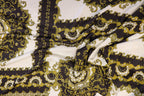Black White Scarf Print Fabric Gold Brocade Floral Tiles