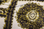 Black White Scarf Print Fabric Gold Brocade Floral Tiles