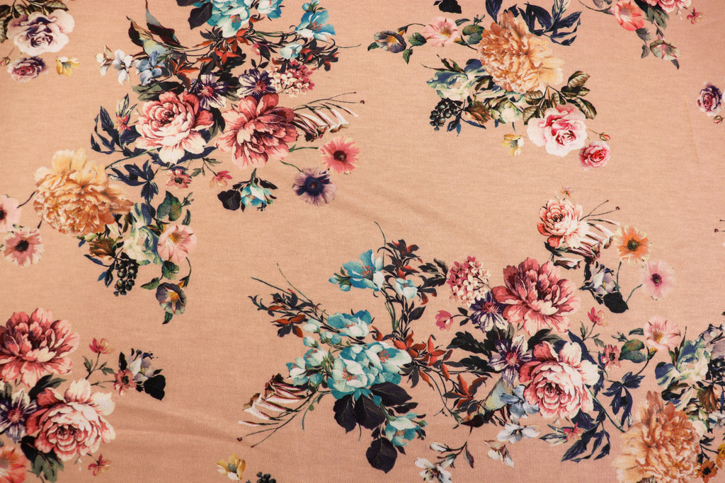Nude Floral Knitwear Fabric Patch Design with Stretch