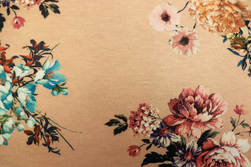 Nude Floral Knitwear Fabric Patch Design with Stretch