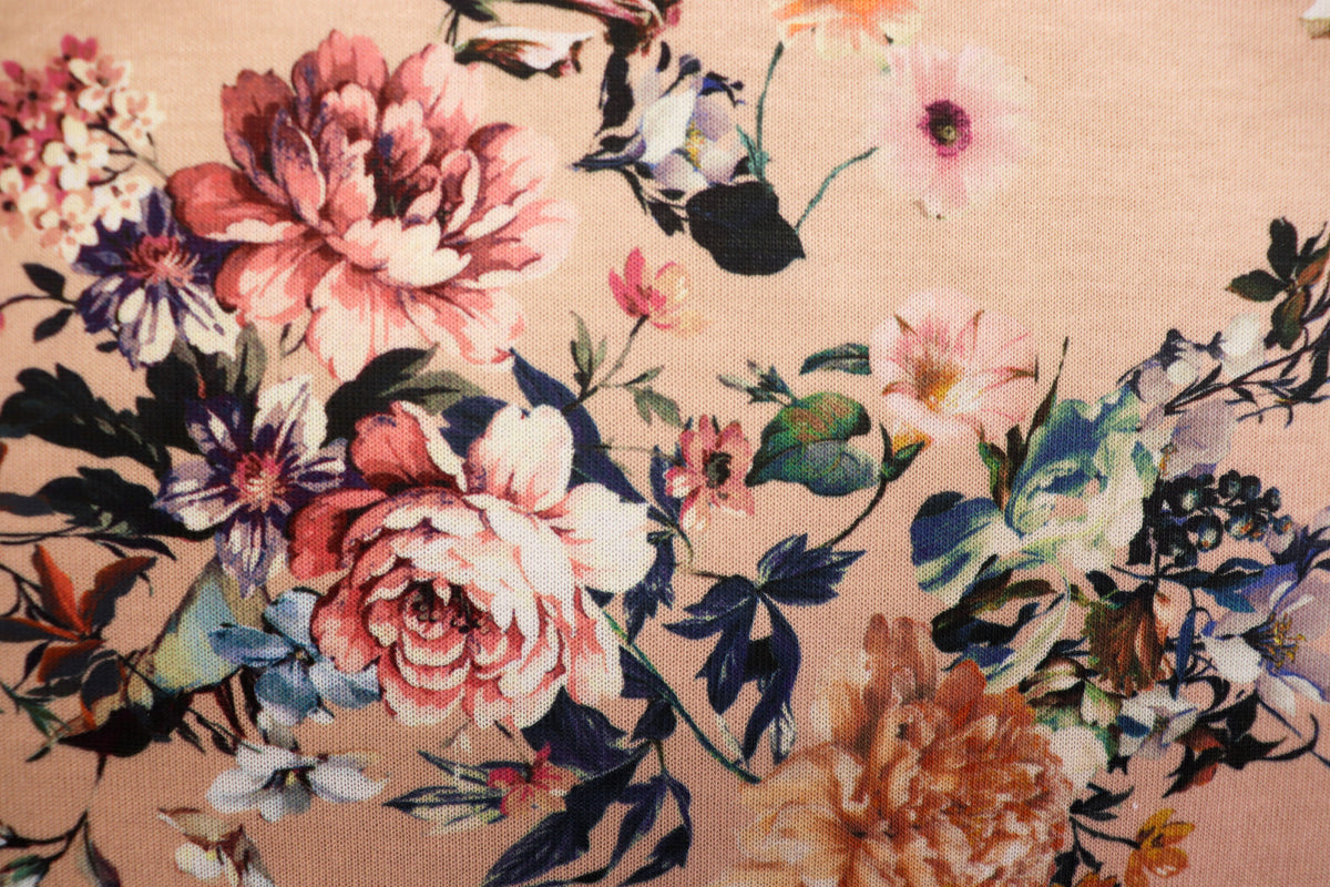 Nude Floral Knitwear Fabric Patch Design with Stretch