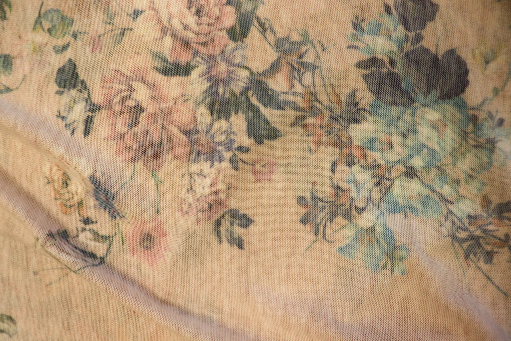 Nude Floral Knitwear Fabric Patch Design with Stretch