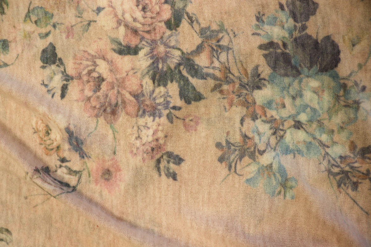 Nude Floral Knitwear Fabric Patch Design with Stretch