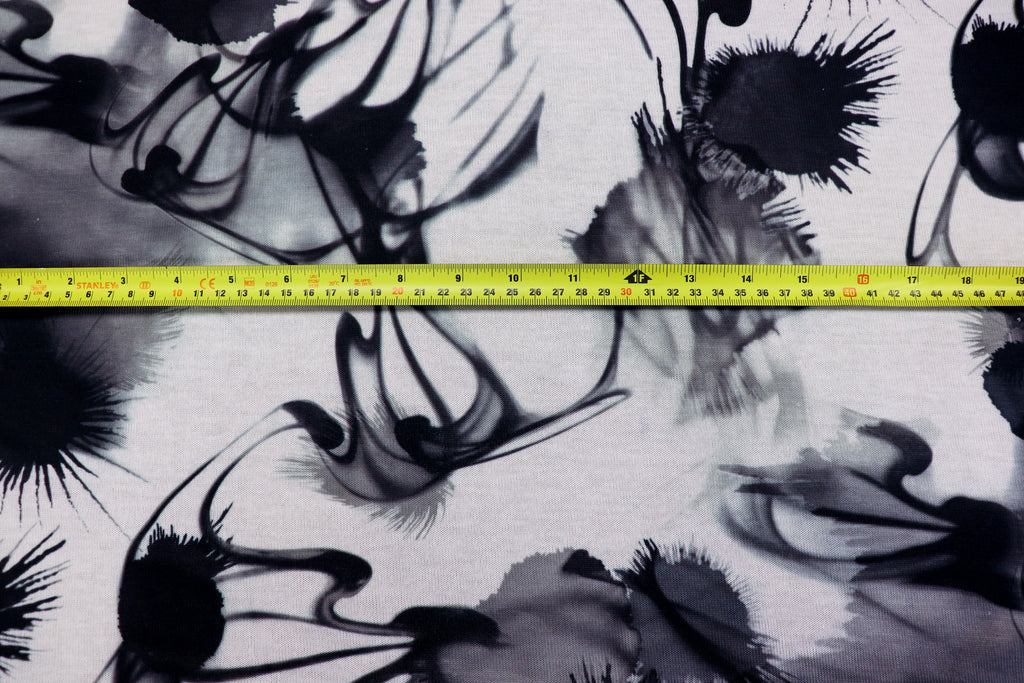 Black Ink Print Knitwear Fabric Abstract Water Effect