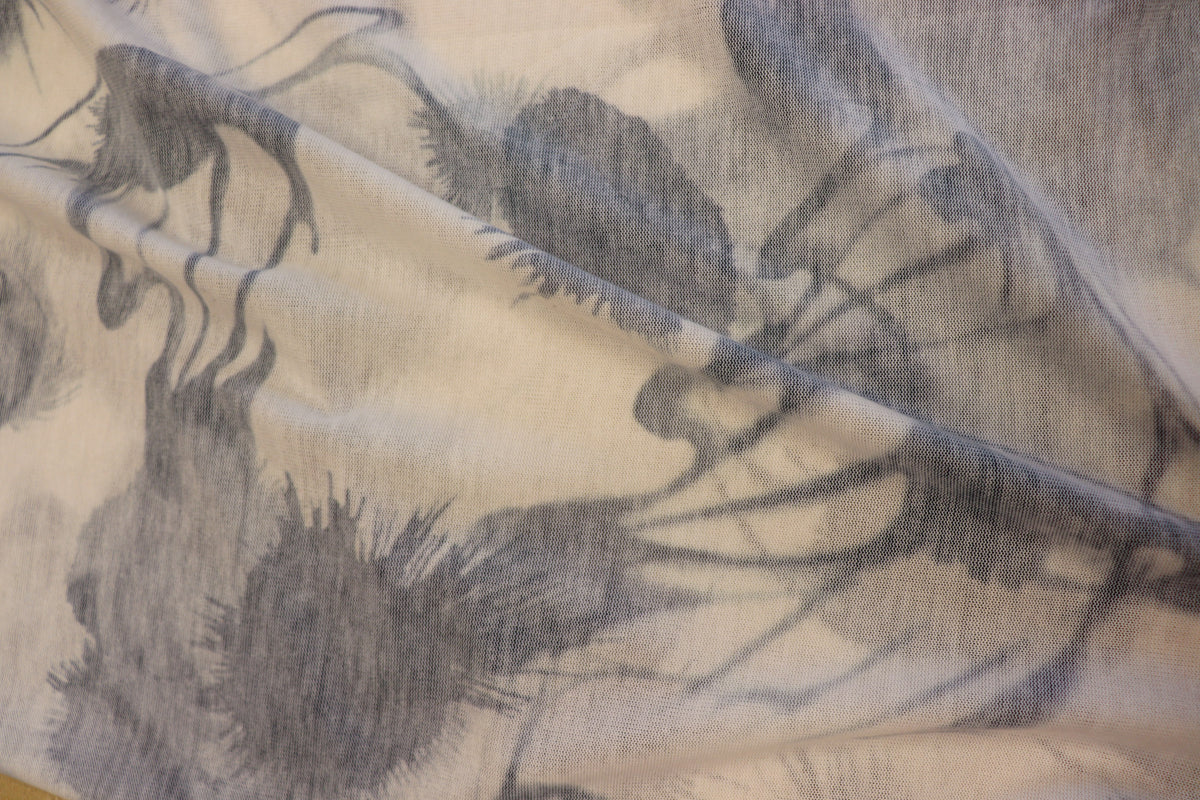 Black Ink Print Knitwear Fabric Abstract Water Effect