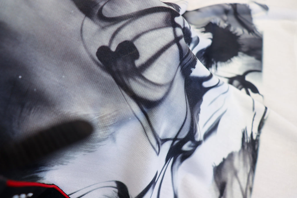 Black Ink Print Knitwear Fabric Abstract Water Effect