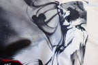 Black Ink Print Knitwear Fabric Abstract Water Effect