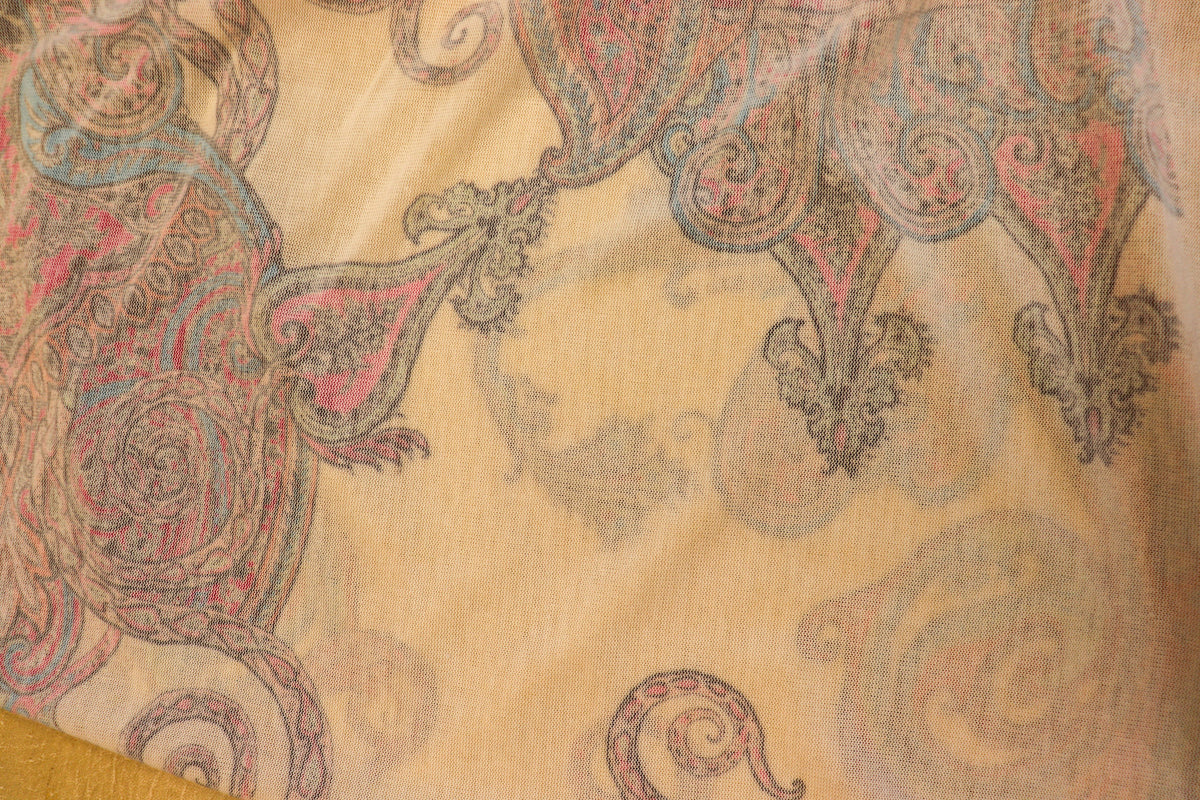 Red Green Paisley Knitwear Fabric Traditional Stretch Print