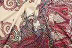 Red Green Paisley Knitwear Fabric Traditional Stretch Print