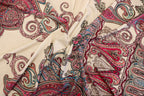 Red Green Paisley Knitwear Fabric Traditional Stretch Print