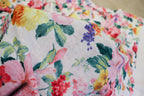 White Floral Knitwear Fabric Light Pink Yellow Flowers