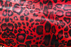 Red Leopard Velvet Fabric Black Animal Spots