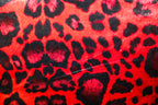 Red Leopard Velvet Fabric Black Animal Spots