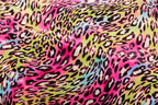 Pink Multicolour Leopard Velvet Fabric Wavy Animal Print