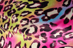 Pink Multicolour Leopard Velvet Fabric Wavy Animal Print