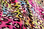 Pink Multicolour Leopard Velvet Fabric Wavy Animal Print
