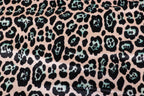 Jaguar Print Velvet Fabric Blush Pink Black Light Blue Animal Rosettes