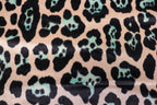 Jaguar Print Velvet Fabric Blush Pink Black Light Blue Animal Rosettes